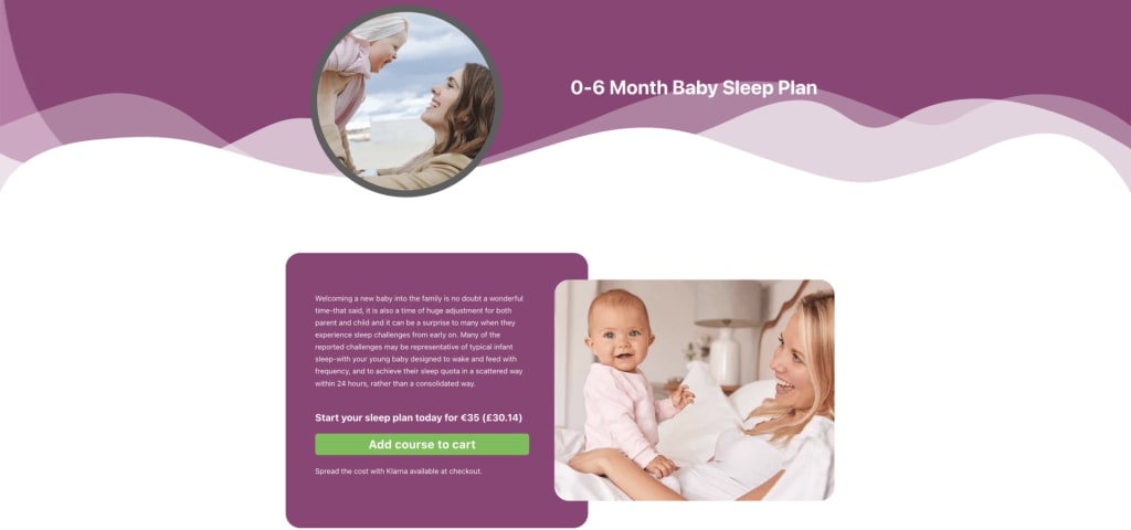 A screenshot of the 0-6 month Sleep Plan of Sleep Matters with Lucy Wolfe